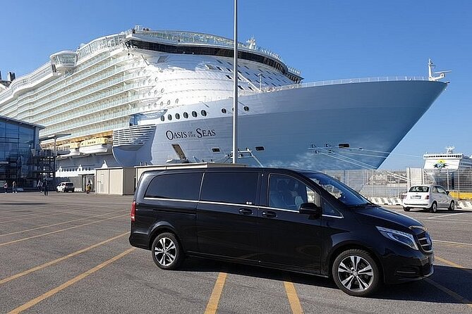 minivan arriving at piraeus port ferry terminal